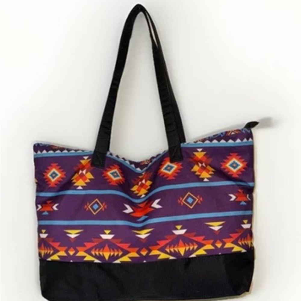 Aztec Tribal Print Tote Bag Large Polyester Shoulder Shopper Boho Style